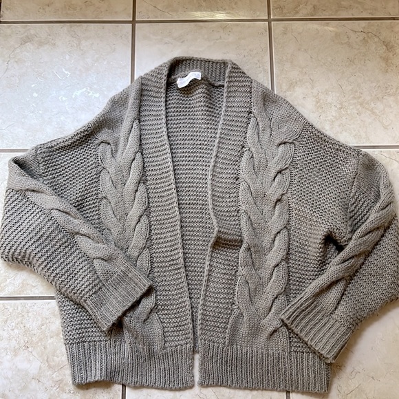 Shop Wanna B Gray Cable Knit Open Front Cardigan - Picture 5 of 5